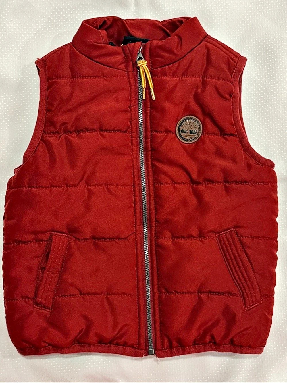 Timberland Boys Quilted Puffer Vest Red Orange 18M EUC